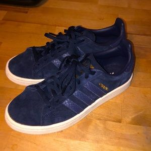 Adidas dark blue velvet with snakeskin stripes
